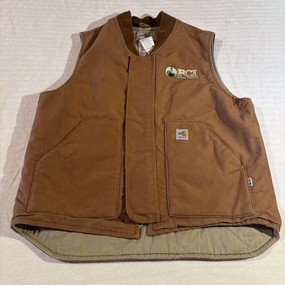 Carhartt Other - Carhartt FR Flame Resistant Duck Vest Brown Quilted Lining FRV036 BRN Large Reg